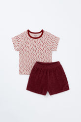 Avauma Mellow Pop Setup Deep Berry, Short Sleeve Top and Shorts Set for Babies and Toddlers